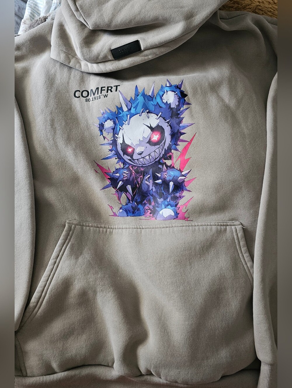 One of a kind Coordinate Hoodie COMFRT 3X unique Graffiti Bear DTF Transfer
